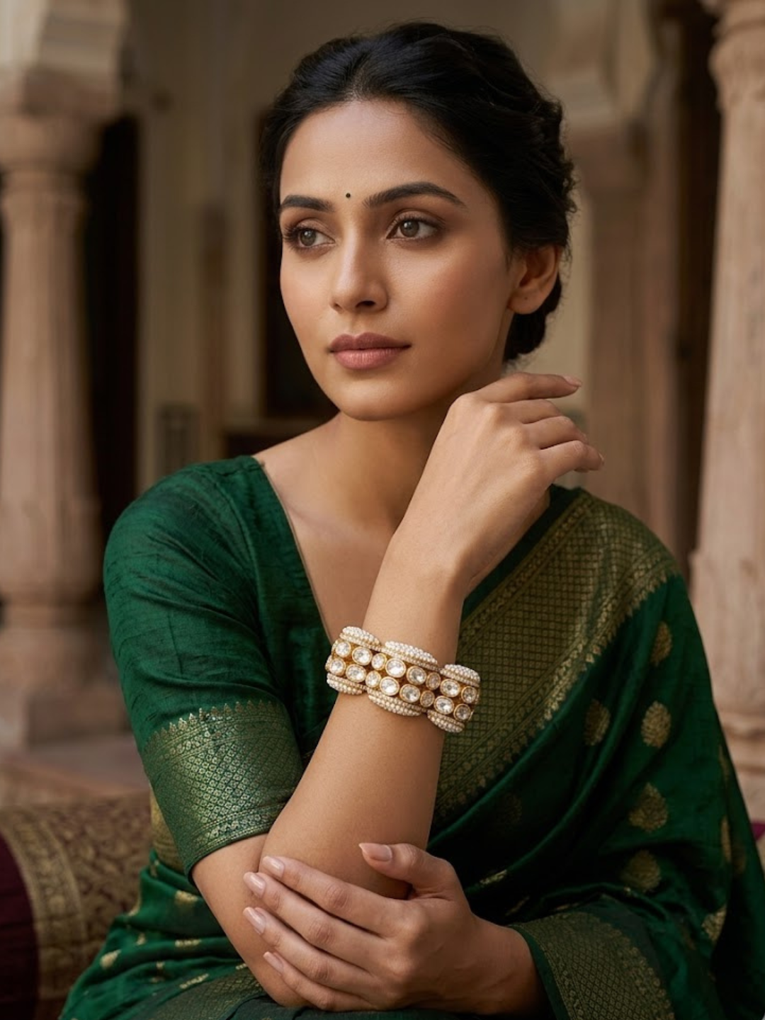 Royal Polki Pearl Kada